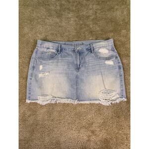 0ld Navy Denim Miniskirt Womens Size 12 Light Wash Button Zip 36x13 D011